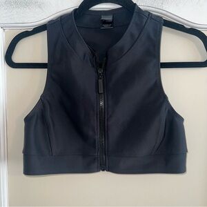 Chromat Swim Bra Top in Black Zip Front Size Medium